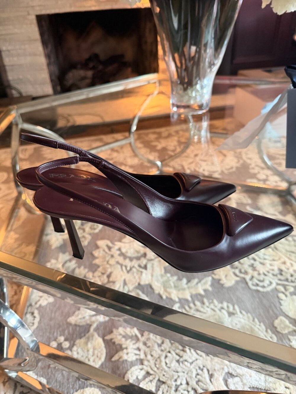 Prada slingback Bordeaux Burgundy leather